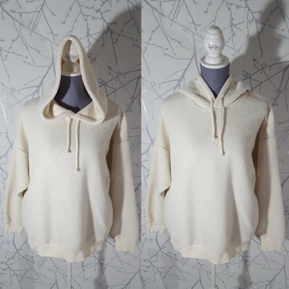 Sunday Best Ivory Teddy Fleece Pullover Lupa Hoodie - Picture 2 of 7